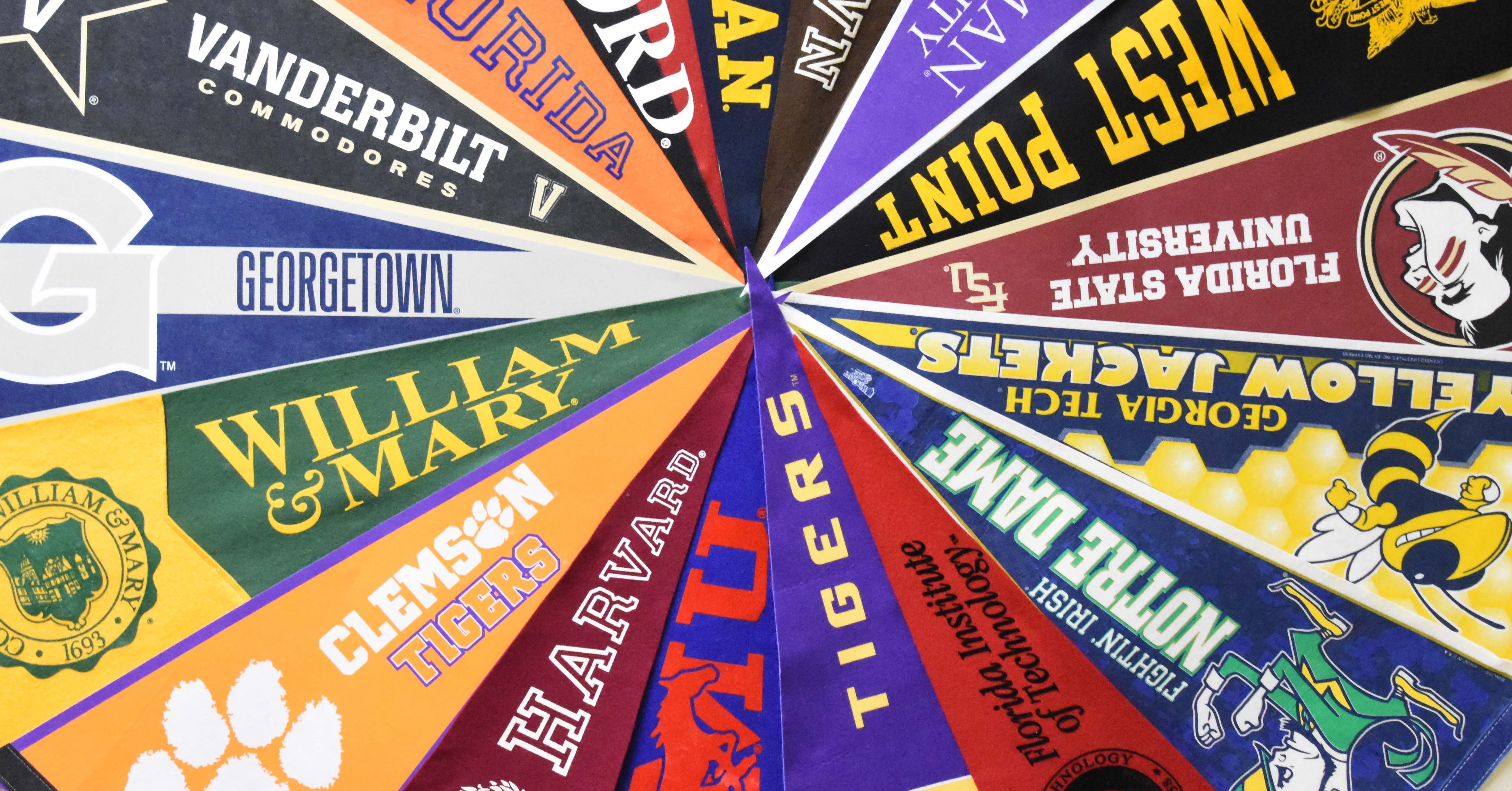 College pennants in a circle