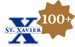 St. Xavier logo and 100+ callout