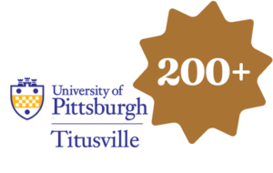 University of Pittsburgh Titusville logo and 200+ callout