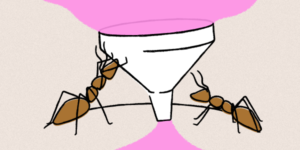 Illustration of funnel with ants