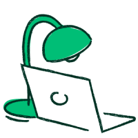 Illustration of laptop and lamp