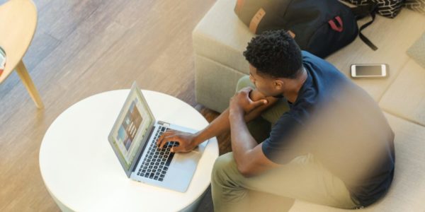 black student at laptop